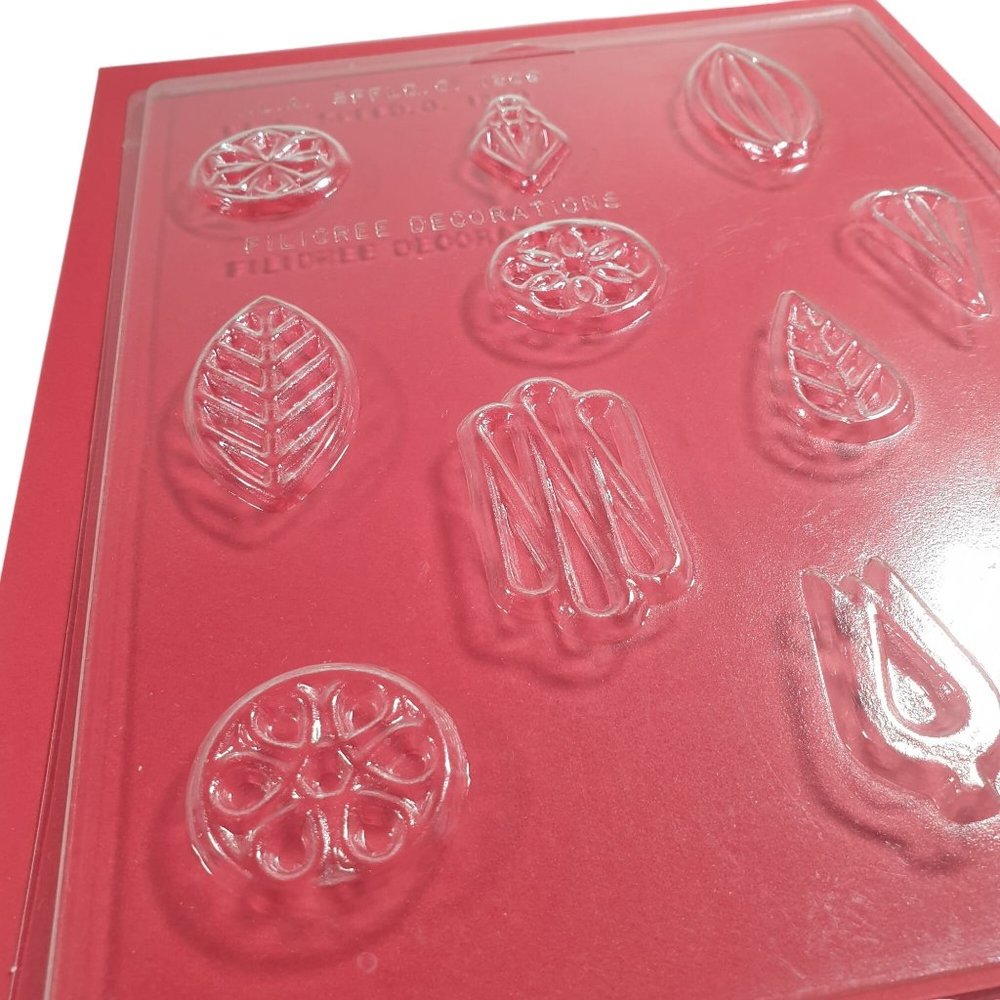 Vintage Chocolate Candy Mold Filgree Decorations Holiday Polymer Clay Fondant - Picture 2 of 5